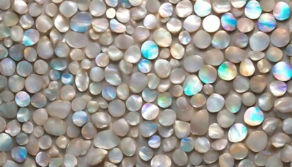 Mother of pearl pattern, full screen. Smooth iridescent stones with rounded shape.