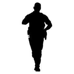 A silhouette of a police officer