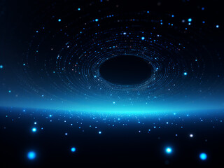 Black hole blue amidst the vastness of space. AI Generation.