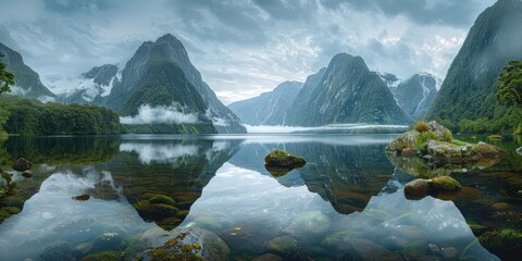 Breathtaking landscape of New Zealand, Milford Sound
