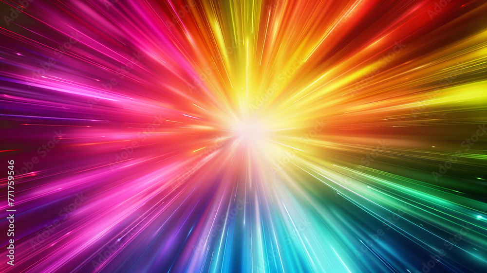 Wall mural flash rainbow abstract colorful background design. multi-colored stripes and lines in perspective an