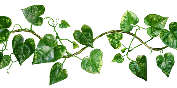 Twisted jungle vines liana plant with heart shaped on transparent or white background - Powered by Adobe
