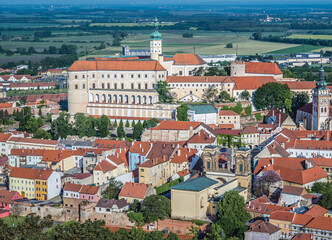 Fototapeta na wymiar Old Town of Mikulov town, view with Castle, Czech Republic