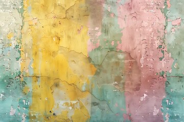 Colorful yellow ,brown,pink and green grunge concrete wall paint abstract texture background