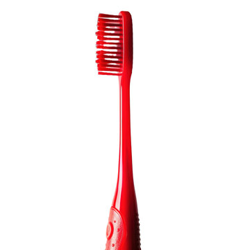 Red toothbrush on transparent or white background