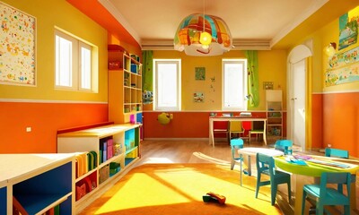 interior of a school room design for kindergarten