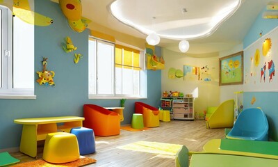 modern living room room design for kindergarten