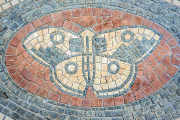 Mosaic pavement in Independence Park in Tel Aviv city, Israel - obrazy, fototapety, plakaty