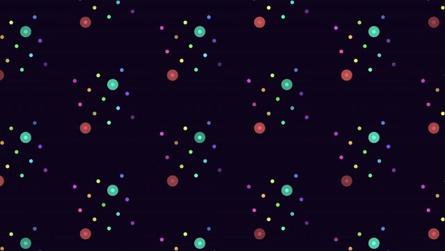 Vibrant dots in a circular pattern float on a black background, creating a captivating and visually dynamic scene. No text or other elements are present