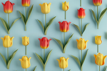 Obraz premium Creative layout made of spring tullip flowers. Nature background. Season minimal pattern.