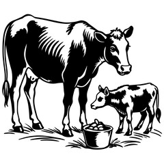 Cow silhouette vector art illustration