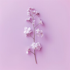 flower brunch on pastel pink background.Minimal creative nature concept.Flat lay