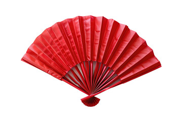 Red Chinese paper folding fanon on transparent or white background