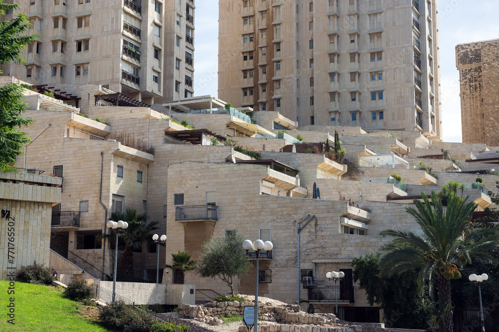 Wall mural Modern apartment houses in Jerusalem, Israel