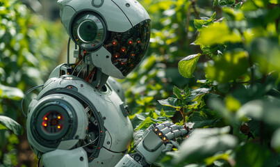 Android robotic farming outdoor in a big farm, the future is here.