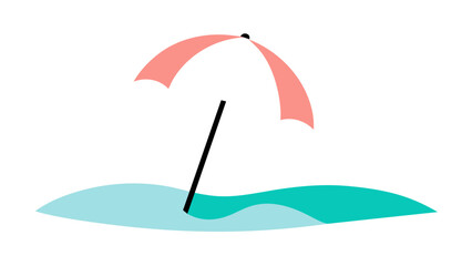 Umbrella in Beach Vector Illustration - Perfect for Summer Designs