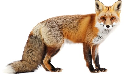 Photo realistic wild predator fox animal  set collection. Isolated on white background 