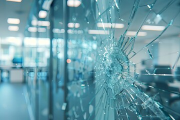  CloseUp Image Of Broken Glass In The Office