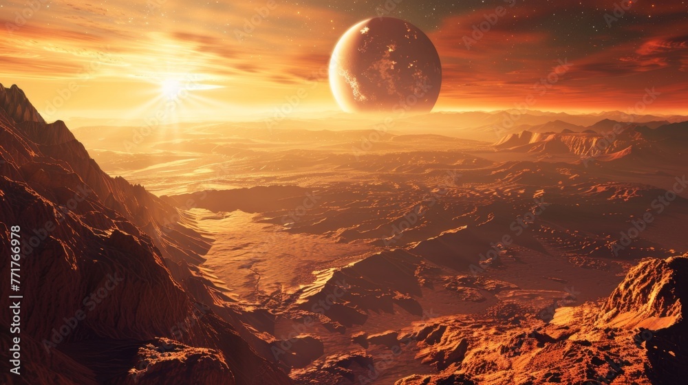 Poster distant view of a planet
