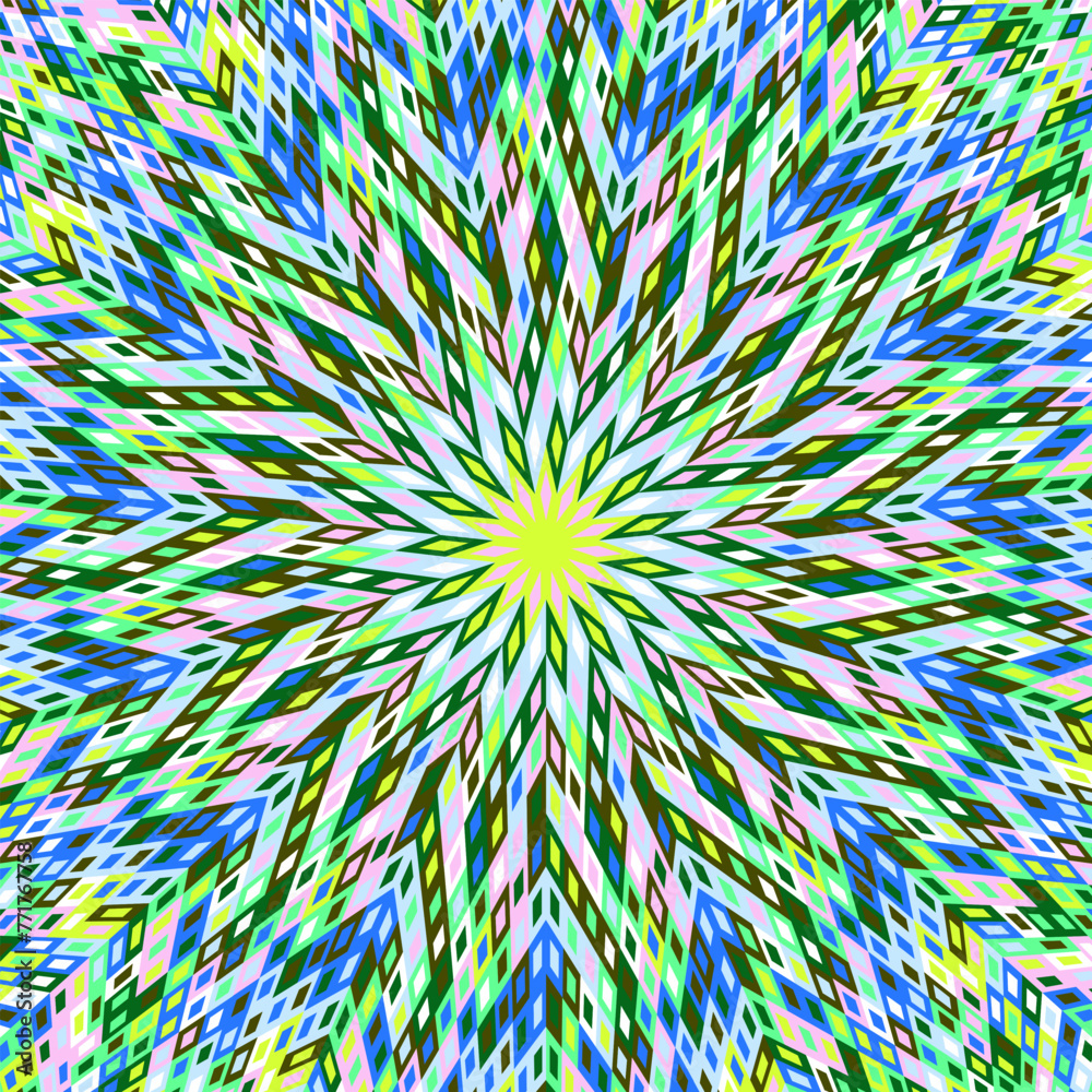 Poster hypnotic dynamic circular rectangle mosaic background design - abstract psychedelic colorful vector 