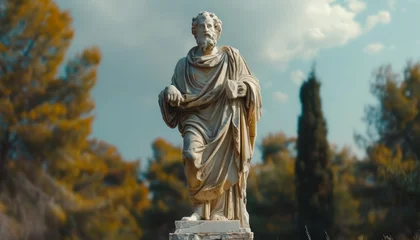 Fotobehang a statue of an ancient Greek philosopher deeply connected to Stoicism and ancient Greek architecture,generative ai © Chanya2498