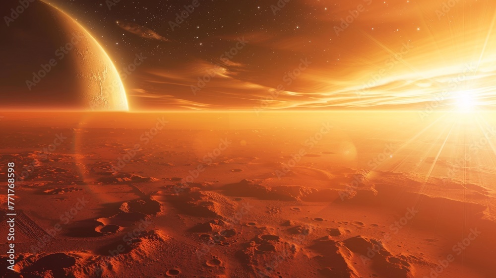 Poster Artists Rendering of a Distant Planet in Space