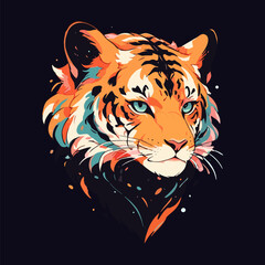 Expressive Tiger Face with Dramatic Contrast