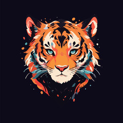Colorful Tiger Head with Striking Contrast