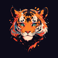 Contrast Tiger Portrait in Vibrant Colors