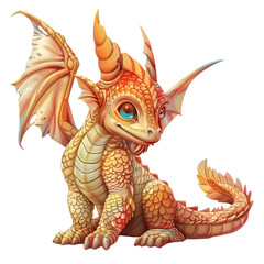 Fairytale dragon on transparent or white background