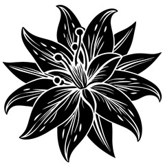 Aztec lily silhouette vector art illustration
