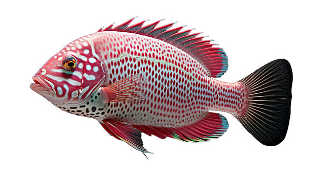 Tropical fish isolated in no background. Red and pink fish.
