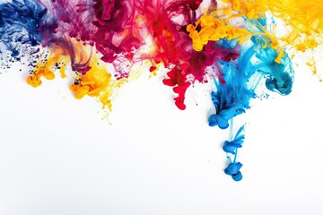 Fluid colors intertwining on white background