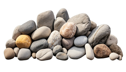 Pile of pebbles isolated in no background with clipping path