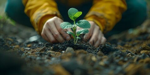 Planting Trees to Combat Climate Change and Increase Oxygen Levels: Saving the World and Saving Lives. Concept Climate Change, Reforestation, Environmental Conservation, Oxygen Production