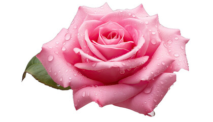 pink rose with water drops isolated in no background, clipping path included