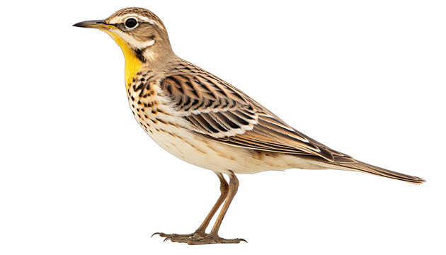 Crested Lark isolated in no background with clipping path.
