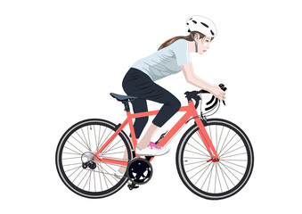 Fototapeta premium ロードバイクに乗る若い女性