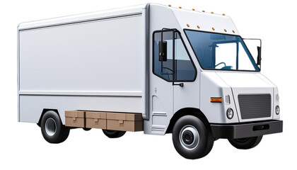 White commercial delivery truck isolated in no background. 3d rendering