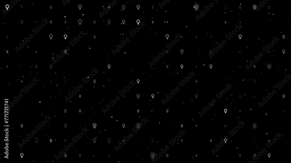 Poster template animation of evenly spaced venus symbols of different sizes and opacity. animation of trans