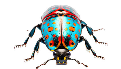 Blue and red ladybug isolated in no background with clipping path. - obrazy, fototapety, plakaty