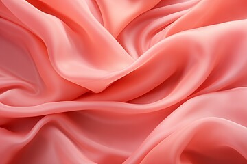 The elegant coral silk material, carefully draped to emphasize the interplay of shadows and light...