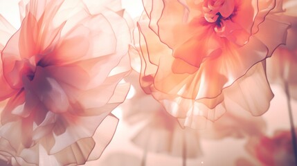 Spring or summer floral background with yellow and orange roses and chrysanthemums on white pastel colored paper. Flat lay, top view, copy space concept in the style of various artists. - obrazy, fototapety, plakaty