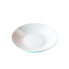 White plate with blue rim against transparent background dishware on transparent background