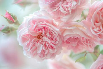 Delicate Pink David Austin English Rose Flowers in Full Bloom - Romantic Floral Photography