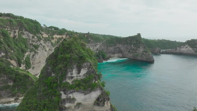 Aerial view of diamond beach in Bali, Indonesia