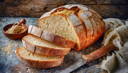 pan rustico cortado a rebanadas