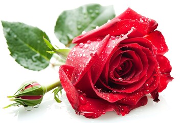 Red rose - wedding concept. Red rose isolated on white - wedding concept - congratulations