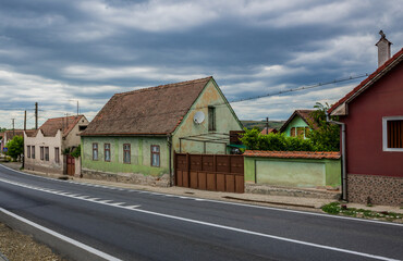 Fototapeta na wymiar Main street in Miercurea Sibiului town, Sibiu County, Romania