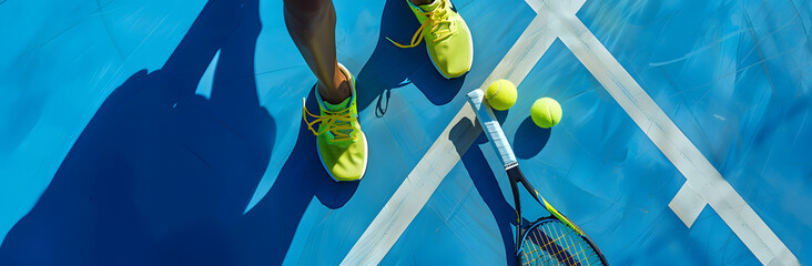Tennis shoes and ball during a game feet view